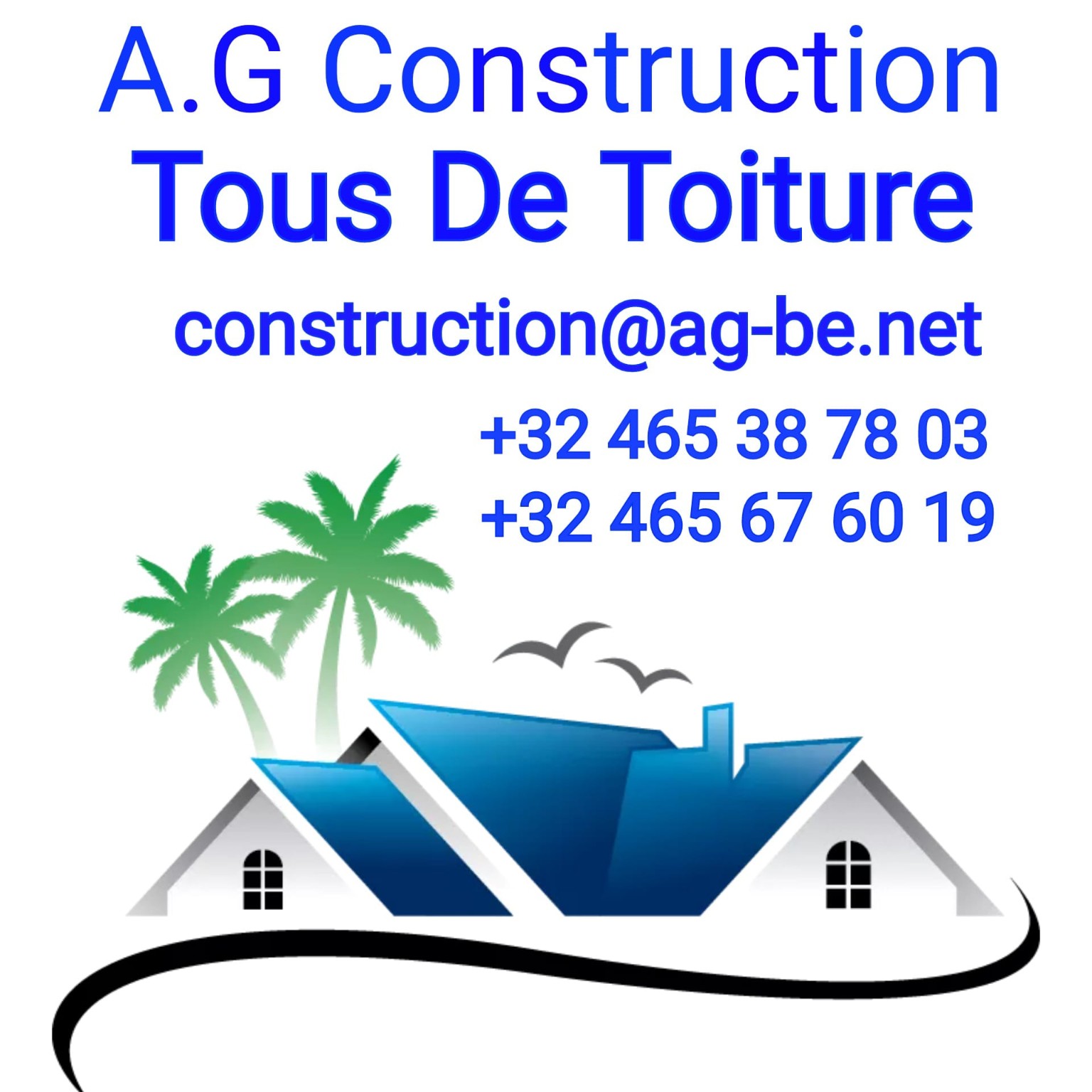 Visuel fourni pour A.G Construction, avec toiture et coordonnées